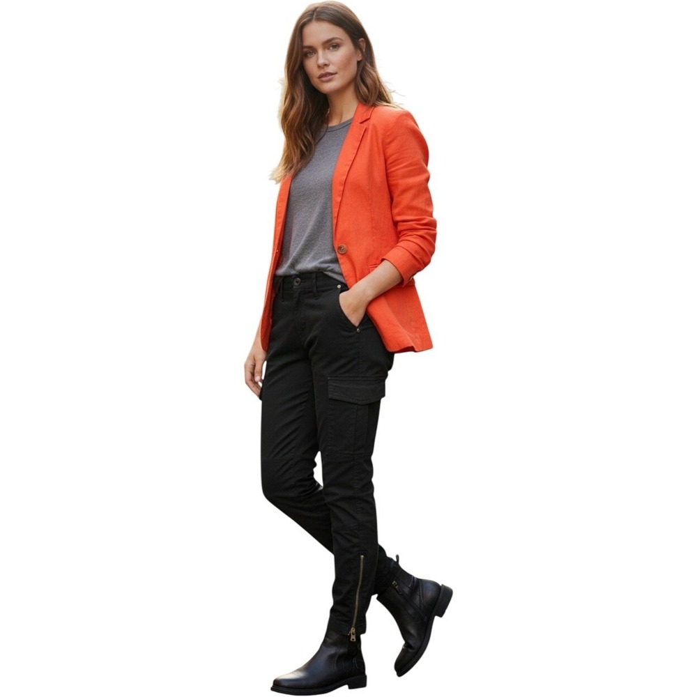 Kenar Bright Orange Single Button Blazer Women's Business Casual Jacket Size XL